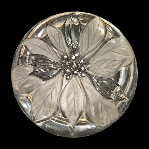 Set of 2 Vintage Etched Glass Coasters 5.25" Floral Design Gold Trim Elegant - Picture 4 of 4